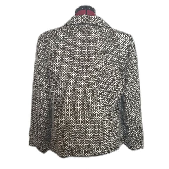 Le Suit Blazer Women's Size 16 Brown and Cream Patterned Long Sleeve 3-Button - Picture 4 of 9